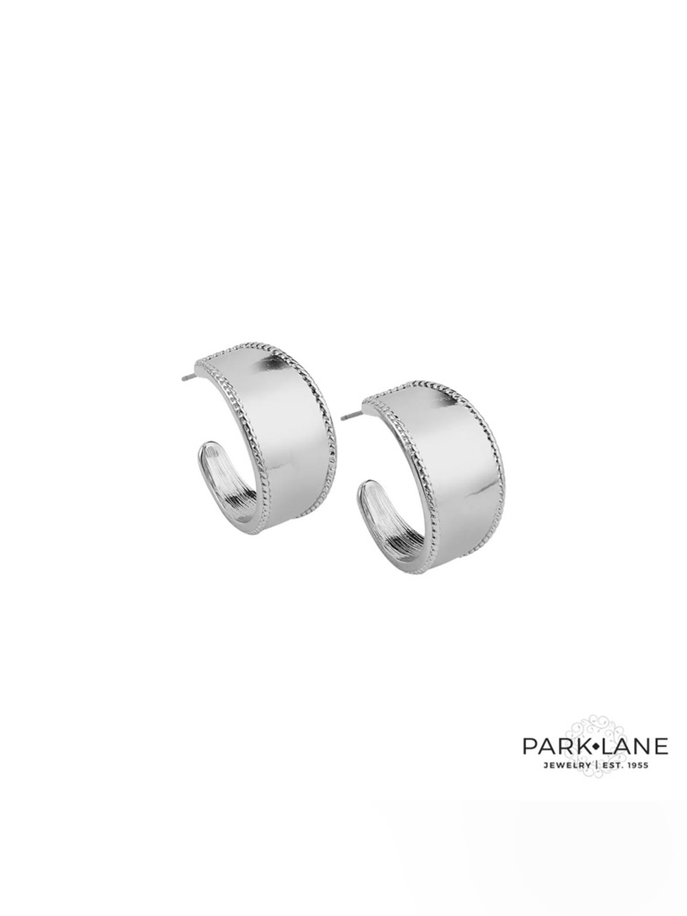 Park Lane Womens “Orbit” Silver Wide Hoop Earrings Polished Statement New